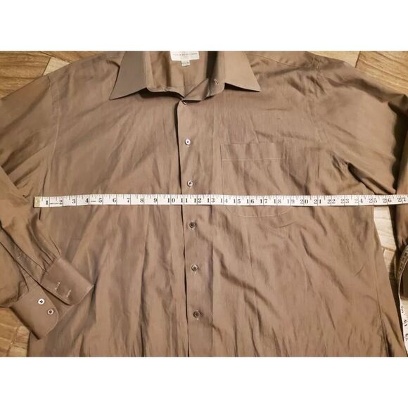 John W. Nordstrom Men's Dress Shirt Size 17 1/2-34 Olive Green Embroidered JWN - Picture 5 of 6